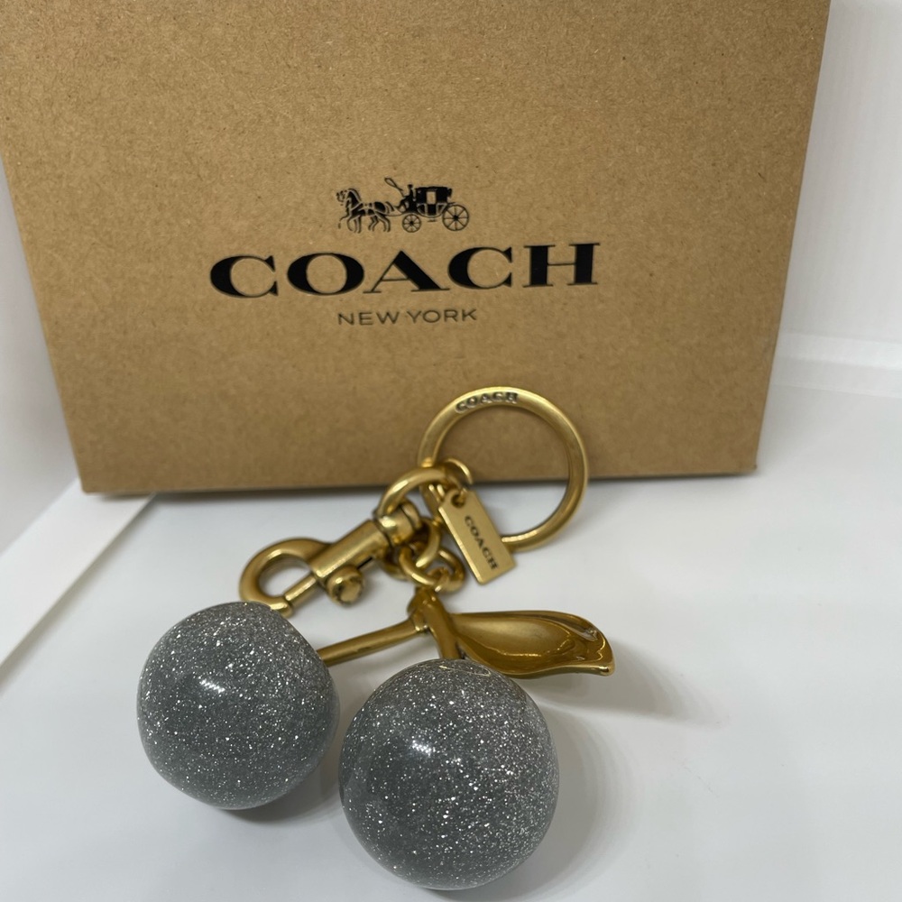 Coach Gold and Gray Cherry Key Holder
